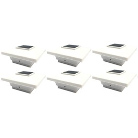 RELIGHTABLE Solar (6-Pack) Low Profile Black/White Will Fit 3.5"X3.5" and 4"x4" Post Deck Cap Fence LED Light (White)