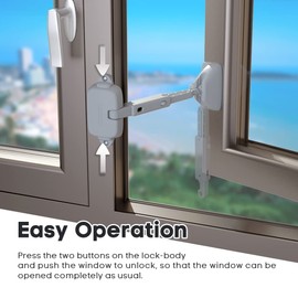 EUDEMON 1 Pack Childproof Window Restrictor for Aluminum, Wooden, Metal Window Frames, Baby Safety Window Lock, Window Safety Locks for Toddlers & Pets, Easy to Install (Grey)