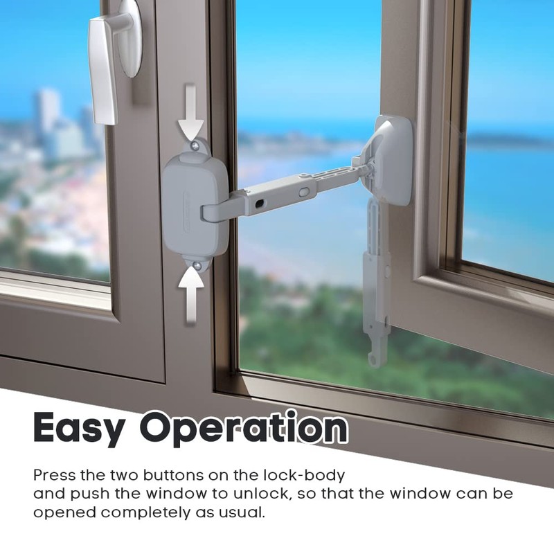 EUDEMON 1 Pack Childproof Window Restrictor for Aluminum, Wooden, Metal