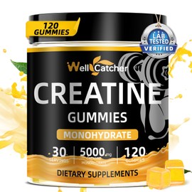 Creatine Monohydrate Gummies for Men Women - Vegan Creatine Supplement Gummies 5000mg Chewable for Muscle Strength Growth Recovery, Lab Tested Preworkout Gummies Sugar Free Orange Flavor 120ct