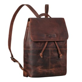 STILORD 'Effi' Elegant Women's Small Leather Daypack Modern City Backpack Vintage Leather Backpack Women's Backpack Handbag Genuine Leather, Ambra - Coganc