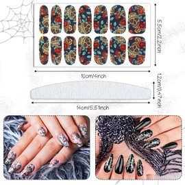 Maitys 168 Pcs 12 Sheets Halloween Goth Full Wrap Nail Stickers Nail Polish Strips Decals Skull Self Adhesive for Women DIY Decoration(Skeleton Style)