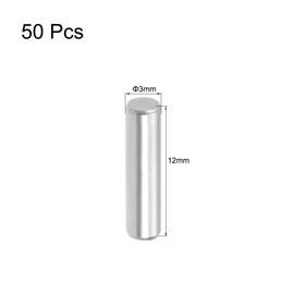 sourcing map Dowel Pin 304 Stainless Steel Shelving Pegs Support Shelves Silver Tone 3 mm x 12 mm Pack of 50