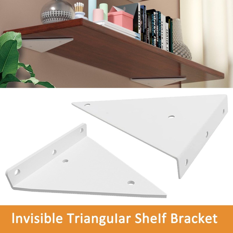 Molyorch 4 Pieces Shelf Brackets Invisible Shelf Support Triangle Shelf