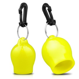 OVOVFANY 2PACK Scuba Regulator Mouthpiece Cover, PVC Diving Octopus Mouthpiece Holder Retainer Dust Protector Cap with 316 Stainless Steel Split Ring and Black Clip (Yellow)