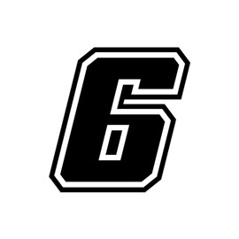 4R Quattroerre.it 13376 Racing Number 6 Moto GP, Black, 10 x 10 cm