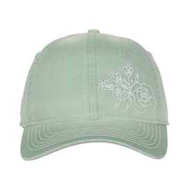 Outdoor Cap Women's Flower Embroidered Mom Cap, Mint Green