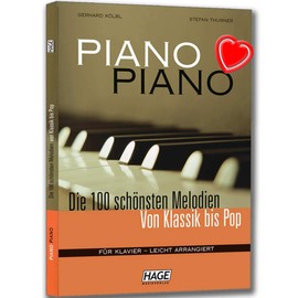 Piano Piano 1 – Les 100 plus belles Mélodies de classique à Pop Pour Piano livre – Jeu à tout Piano organisés école – Léger – avec cœur Note colorée Pince
