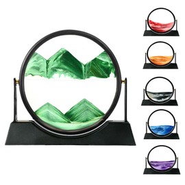 ZSDSZDZY Moving Sand Art Picture Liquid Motion, 3D Quicksand Décor, Deep Sea Sandscapes with Display Flowing Sand Frame for Relaxing, Desktop Office Home Decoration (Green)