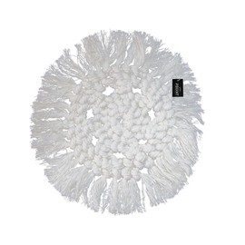 Boho Coasters Set of 2, Absorbent Cotton Drink Coasters for Mugs, Glasses,Cups - Stylish Home Decor Gift, Round Beige