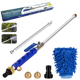 Hydro Nozzle,2-IN-1 High Pressure Power Washer Nozzle - Garden Hose Cleaning Stick with Two Nozzles and Fast Connectors(Blue）