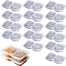 40PCS Double Compartment Condiment Container, Portable Reusable Sauce Container with Lids, Dual Compartment Container for Takeaway Sauces, Dips and Sampling
