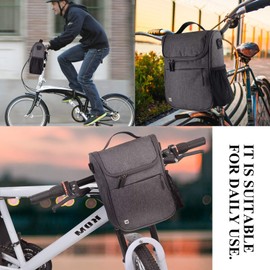 Selighting Bicycle Handlebar Bag, Waterproof Bike Bag for Handlebars with Rain Cover, grey