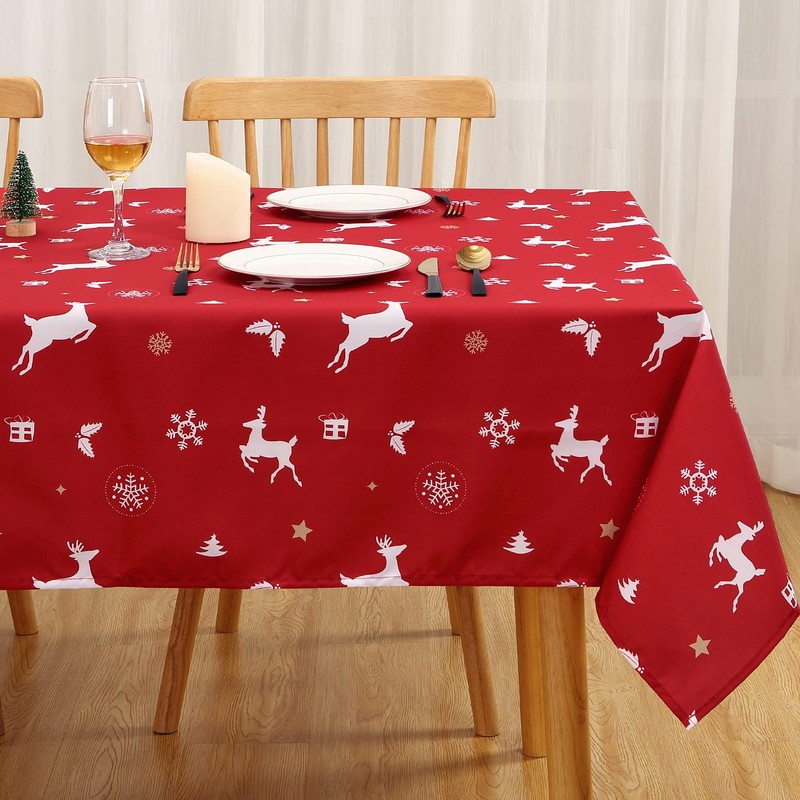 LuxFocus Christmas Tablecloth, 54 x 90 Inch Table Cloths Rectangular,
