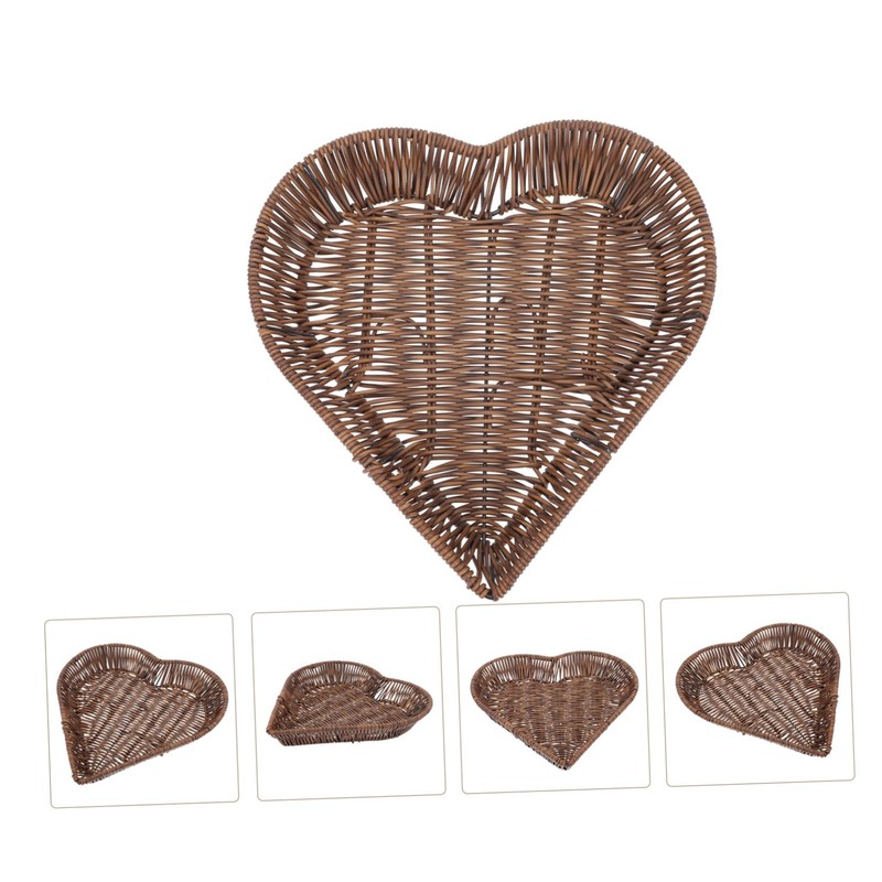 Mikinona 1Pc Natural Woven Rattan Fruit Basket Creative Tabletop Snack