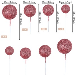 24 bolas de purpurina para cupcakes, bolas de espuma, mini globo, decoración de decoración para baby shower, boda, aniversario, decoración de fiesta de cumpleaños para niños, oro rosa