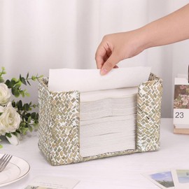 Folded Paper Towel Holder Wicker Paper Towels Dispenser,Washwhite