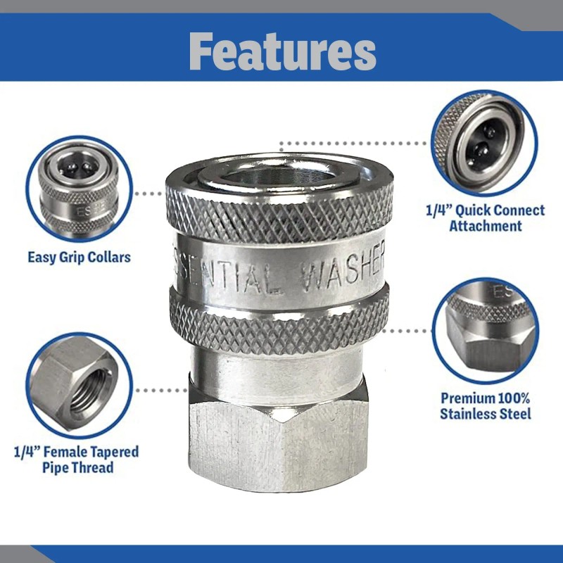 Stainless Steel 1/4' Quick Connect Female NPT Fittings Car Cleaning