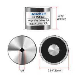 Heschen Electromagnet Magnet Solenoid, P25/20, OD 25mm, DC 6V, 4W, 5Kg/11 lb