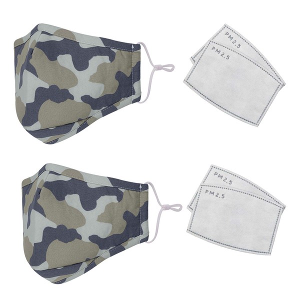 Children's Camouflage Cotton Face Mask, Reusable, Safety Mask with 4
