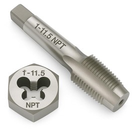 1"-11 1/2 NPT Tap and Die Set – GCr15 Alloy Steel Pipe Thread Tap and Hex Die Combo, Taper Thread Repair Tool for Conical Pipe Fittings