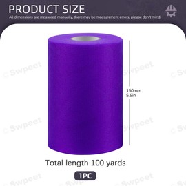 Swpeet 6 Inch by 100 Yards Purplish Red Tulle Fabric Roll, Fabric Spool Tulle Ribbon, Netting Polyester Spool Ideal for DIY Handmade Birthday Party Wedding Decorations Christmas Craft Supplies