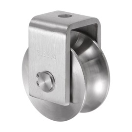 uxcell U Groove Wheel Pulley 304 Stainless Steel, 2.7" Dia Track Wheel Pulley Block Loading 2000lbs for Sliding Gate, Industrial Machines, Groove Width 0.98"