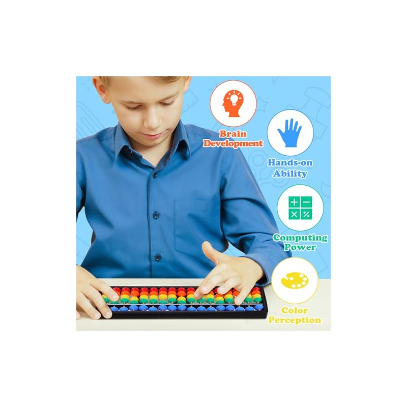ibasenice ÁBaco De PláStico Multicolor, 17 Varillas para MatemáTicas