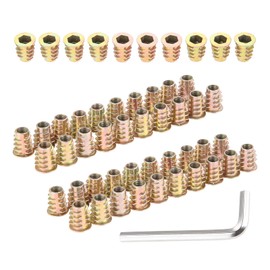 Nut Screw Type Insert Nuts Embedded Nuts Bolts Furniture Woodworking DIY Parts Joining Hardware M6 x 15 Set of 50