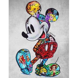 DIY 5D Diamond Painting Set, Full Drill Diamond Painting Pictures, Crystal Rhinestone Cross Stitch Embroidery Kit, Arts Craft for Home Wall Decoration (Graffiti Mickey, 30 x 40 cm)