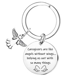 Nimteve Caregivers Keychain Caretakers Gift Angel Charm Keychain Thank You Present for Caregiver Social Worker Nurse Appreciation Gifts Christmas Birthday Gifts
