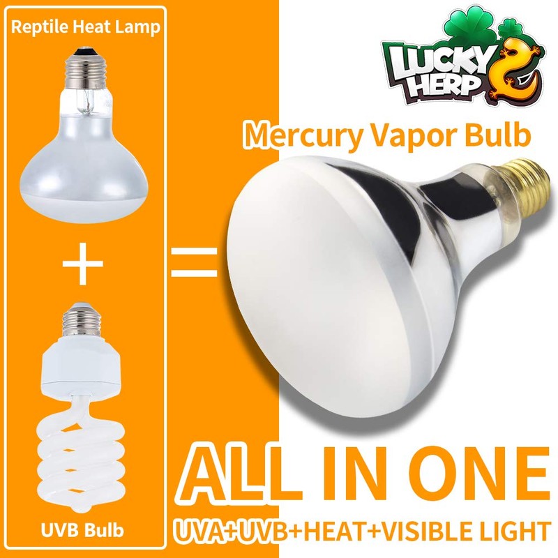 LUCKY HERP 125 Watt UVA+UVB Vapor Heat Lamp Bulb, High