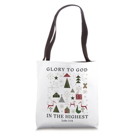 Stylish Christian Christmas Glory To God Bible Verse Gift Tote Bag