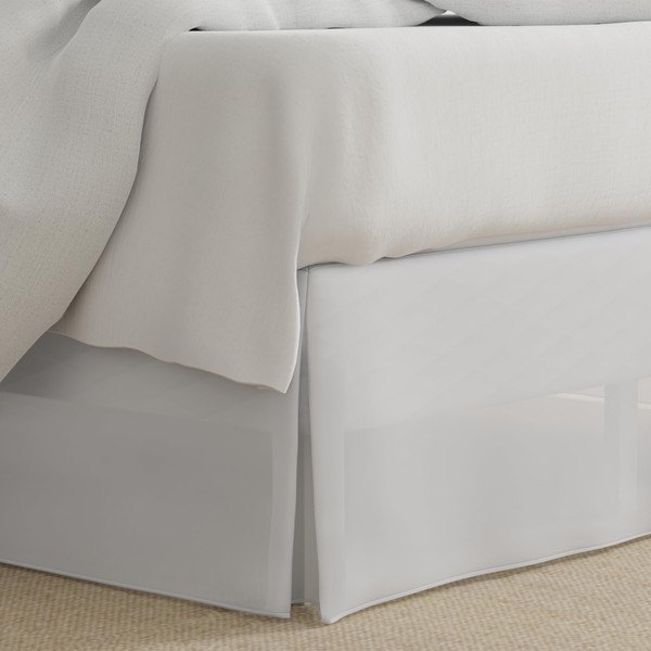 Lux Hotel Bed Skirt Microfiber Tailored Style Classic 14" Drop Full White