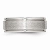Solid Stainless Steel Grooved Edge 8mm Men's Matte Brushed Finish