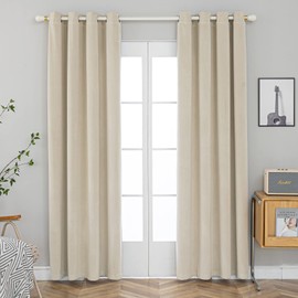 PLEASANT BOULEVARD Velvet Curtains [2 Panels] Heavy Blackout Window Drapes with Grommet, Thermal Insulated Darkening Curtains for Living Room, Bedroom, & Home Decor (52" W x 95" L, New Beige)