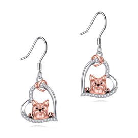 YAFEINI Yorkie Earrings 925 Sterling Silver Yorkie Dog Dangle Earring Animal Jewellery Gifts for Women Yorkie Lovers