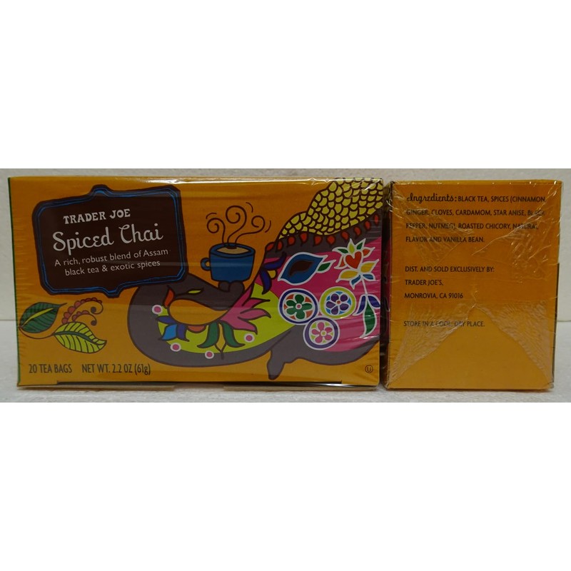 Trader Joe Spiced Chai 20 Tea Bags 2.2oz 61g (Two