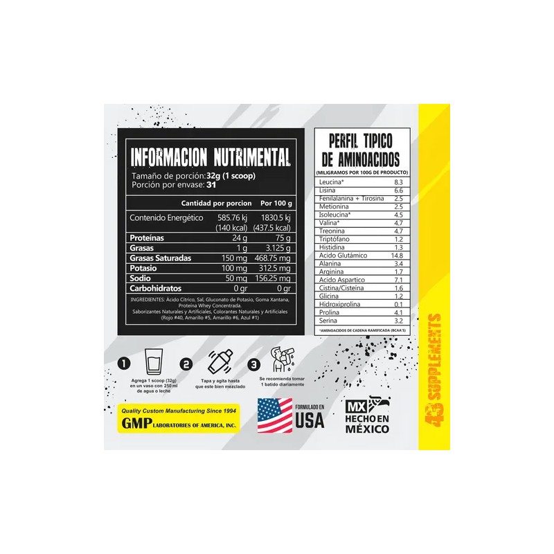 43 Proteina Zero Hidrolizada 1 Kg Vainilla 43 Supplements Vainilla