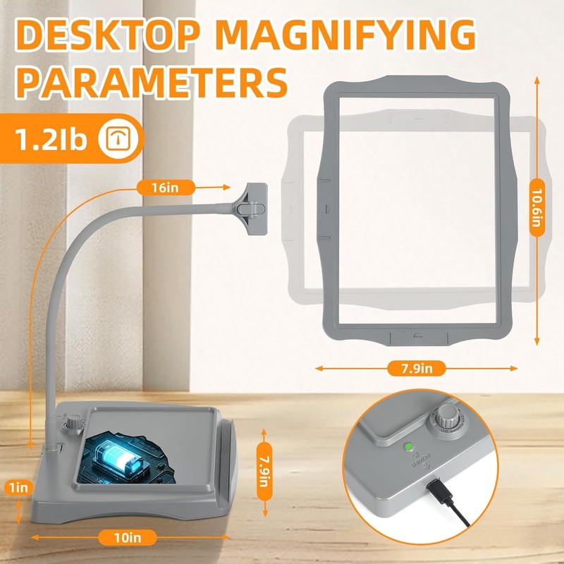 Magnifying Glass with Light and Stand 50 LED Desk Magnifying