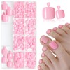 AddFavor 240pc Pink Press on Toenails for Women, Pink Toe