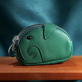 BAWAKO Elephant Leather Coin Purse Key Bag Coin Purse Coin Purse Small Purse Coin Purse Coin Purse Coin Purse Coin Purse Coin Purse, Green, Wallet