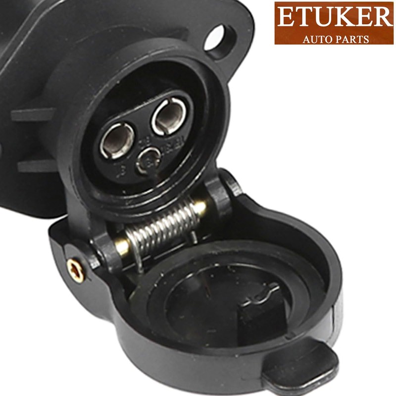 ETUKER Trailer Plug 3-Pin 2x Trailer Socket Flat Three-Pole Plug