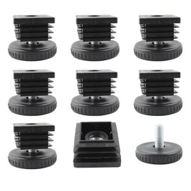 bociloy 8Pcs Adjustable Leveling Feet, Square Insert Kit, Furniture Glide Leveler, Black, 40x9mm, 30x30x14mm