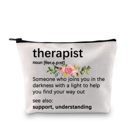 JTOUK Therapist Gift Therapist Definition Makeup Bag Thank You Gift for Voice Language Therapist SLP Mental Health Therapist Gift, Therapist Definition Eu, Cosmetic bag with print