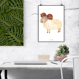 Mr. & Mrs. Panda DIN A3 poster, zodiac sign Aries - gift, room decoration, ascendent, horoscope, astrology, wall decoration picture, picture, Aries zodiac sign, birthday April, birthday March, wall poster