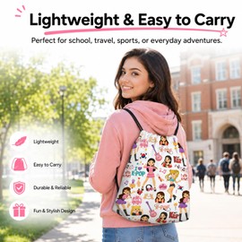 Onperpoe K Pop Drawstring Bags, Kpop Gym PE Bag for Sport, Travel, School, Gifts for Girls K-pop Fans Korean Music Lovers, String Bag for Beach Swimming Pool (C)
