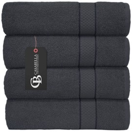 Casabella Pack of 2 Large Jumbo Bath Sheets 100% Egyptian Combed Cotton Big Beautiful Towels_Grey_2pcs