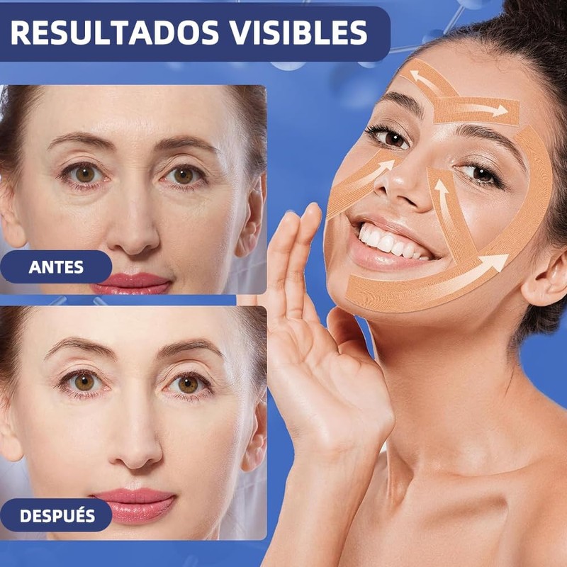 2 Pieza Cinta lifting facial, 2.5*10M Parches de Antiarrugas(Tono de
