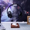 YuanDian Headphone Stand, Wood Headset Holder with Tray, Blue Pink